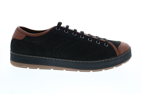 Geox U Ariam G Mens Black Leather Lace Up Euro Sneakers Shoes