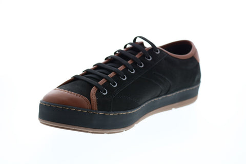 Geox U Ariam G Mens Black Leather Lace Up Euro Sneakers Shoes