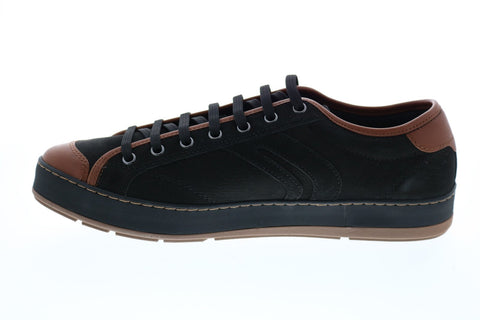 Geox U Ariam G Mens Black Leather Lace Up Euro Sneakers Shoes