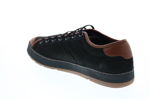 Geox U Ariam G Mens Black Leather Lace Up Euro Sneakers Shoes