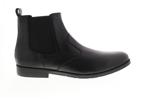 Geox U Hilstone Wide Np A U845TD00043C9999 Mens Black Wide Leather Chelsea Boots