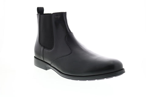 Geox U Hilstone Wide Np A U845TD00043C9999 Mens Black Wide Leather Chelsea Boots