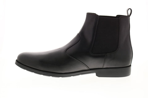 Geox U Hilstone Wide Np A U845TD00043C9999 Mens Black Wide Leather Chelsea Boots