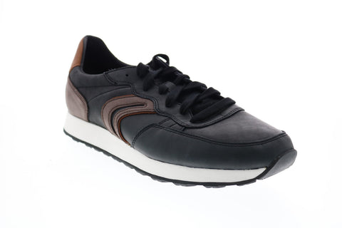 Geox U Vincit C Mens Black Leather Lace Up Euro Sneakers Shoes