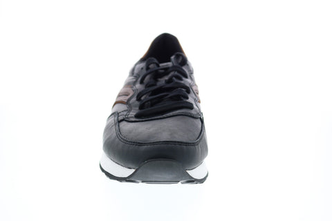 Geox U Vincit C Mens Black Leather Lace Up Euro Sneakers Shoes