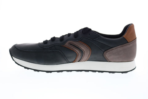 Geox U Vincit C Mens Black Leather Lace Up Euro Sneakers Shoes