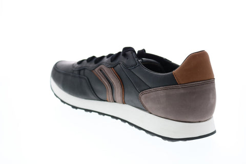 Geox U Vincit C Mens Black Leather Lace Up Euro Sneakers Shoes