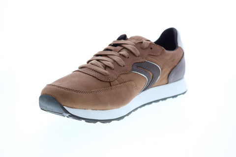 Geox U Vincit C Mens Brown Leather Lace Up Euro Sneakers Shoes