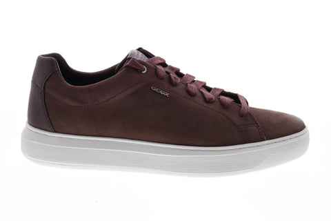 Geox U Deivan B Mens Red Nubuck Lace Up Euro Sneakers Shoes