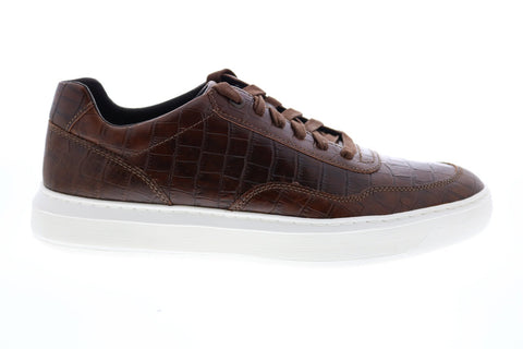 Geox U Deiven C Mens Brown Leather Lace Up Euro Sneakers Shoes