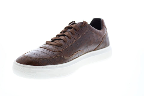 Geox U Deiven C Mens Brown Leather Lace Up Euro Sneakers Shoes