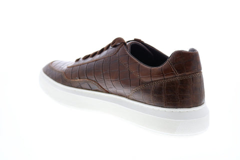 Geox U Deiven C Mens Brown Leather Lace Up Euro Sneakers Shoes