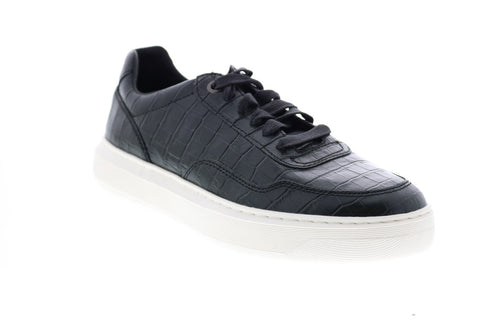 Geox U Deiven C Mens Black Leather Lace Up Euro Sneakers Shoes