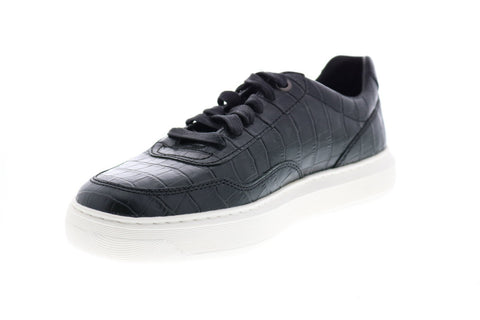 Geox U Deiven C Mens Black Leather Lace Up Euro Sneakers Shoes