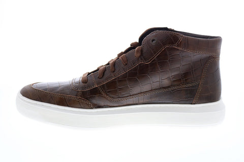Geox U Deiven D Mens Brown Leather Lace Up Euro Sneakers Shoes