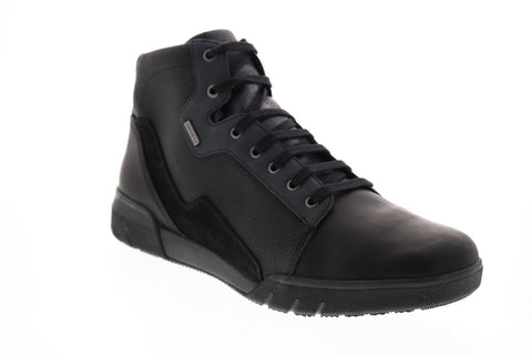 Geox U Redward B Abx B Mens Black Leather Lace Up Euro Sneakers Shoes
