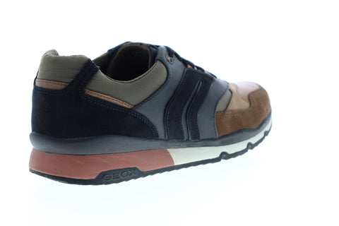 Geox U Sandford U84A6A022MEC0517 Mens Brown Leather Low Top Sneakers Shoes