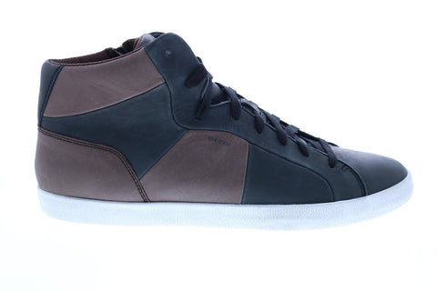 Geox U Smart A Mens Black Leather Lace Up Euro Sneakers Shoes