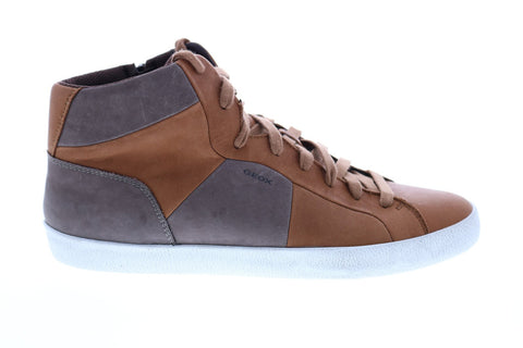 Geox U Smart A Mens Brown Leather Lace Up Euro Sneakers Shoes