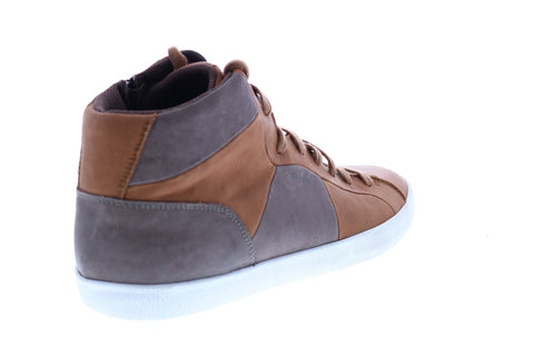 Geox U Smart A Mens Brown Leather Lace Up Euro Sneakers Shoes