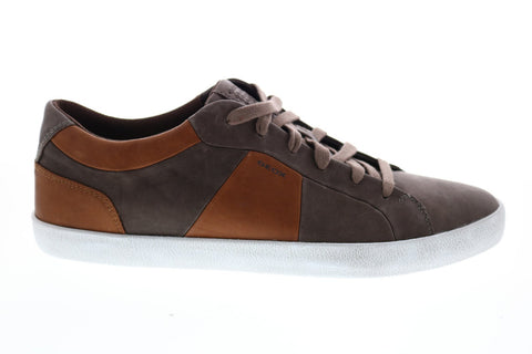 Geox U Smart B Mens Brown Leather Lace Up Euro Sneakers Shoes