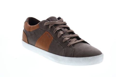 Geox U Smart B Mens Brown Leather Lace Up Euro Sneakers Shoes