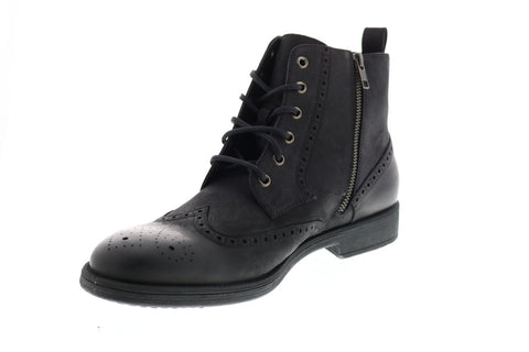Geox U Jaylon G U84Y7G00045C9999 Mens Black Leather Lace Up Dress Boots