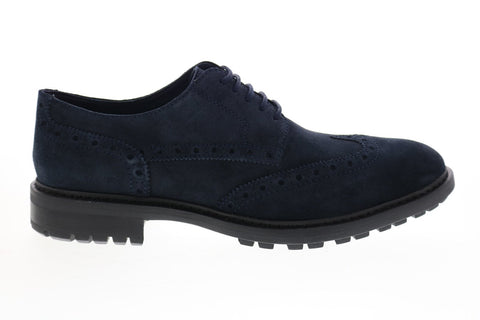 Geox U Brenson Mens Blue Suede Oxfords & Lace Ups Wingtip & Brogue Shoes