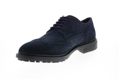 Geox U Brenson Mens Blue Suede Oxfords & Lace Ups Wingtip & Brogue Shoes