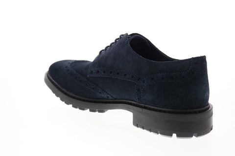 Geox U Brenson Mens Blue Suede Oxfords & Lace Ups Wingtip & Brogue Shoes