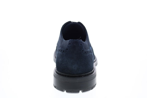 Geox U Brenson Mens Blue Suede Oxfords & Lace Ups Wingtip & Brogue Shoes