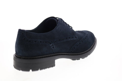 Geox U Brenson Mens Blue Suede Oxfords & Lace Ups Wingtip & Brogue Shoes