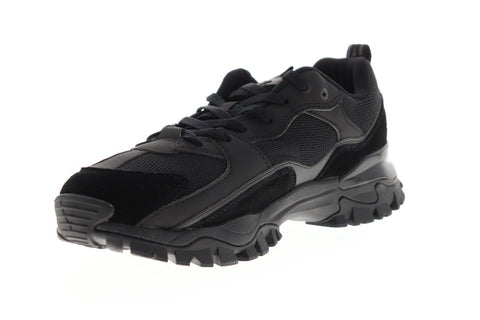 Umbro Bumpy Mens Black Leather & Suede Low Top Lace Up Sneakers Shoes