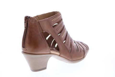 Earth Inc. Vela Soft Leather Womens Brown Wide Zipper Ankle & Booties Boots