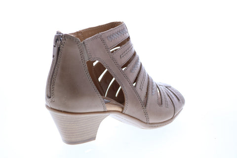 Earth Inc. Vela Soft Leather Womens Brown Wide Zipper Ankle & Booties Boots