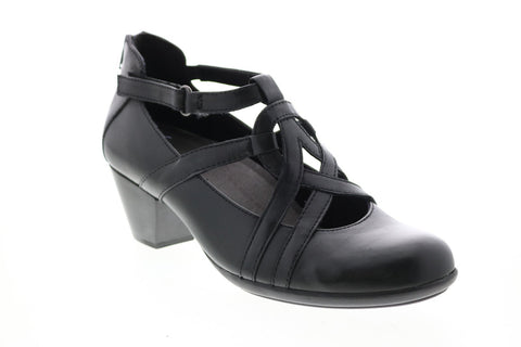 Earth Inc. Virtue Leather Womens Black Leather Zipper Mary Jane Flats Shoes