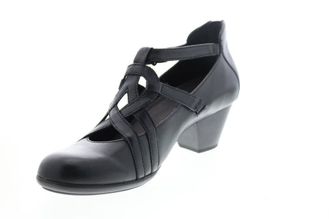 Earth Inc. Virtue Leather Womens Black Leather Zipper Mary Jane Flats Shoes