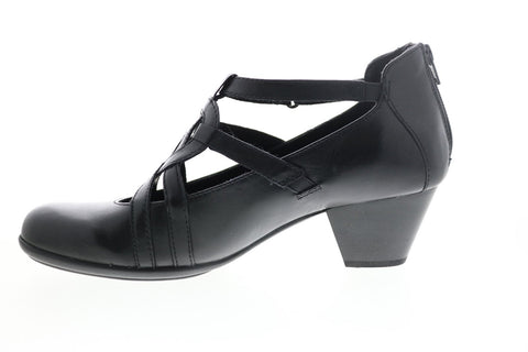 Earth Inc. Virtue Leather Womens Black Leather Zipper Mary Jane Flats Shoes