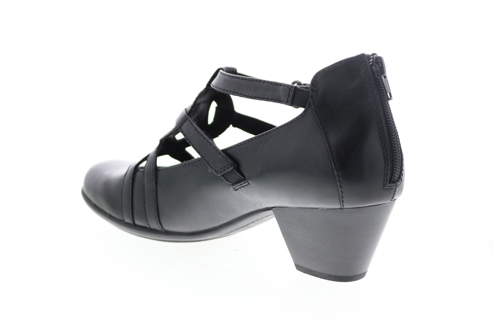 Earth Virtue Leather Womens Black Leather Zipper Mary Jane Flats Shoes -  Ruze Shoes