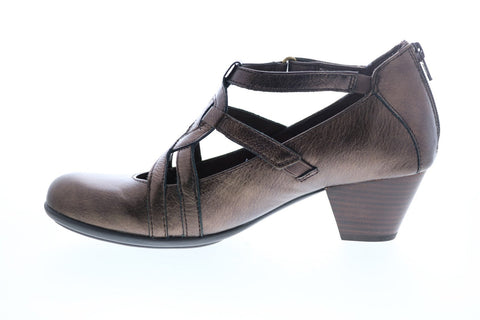 Earth Inc. Virtue Womens Gray Leather Zipper Mary Jane Flats Shoes