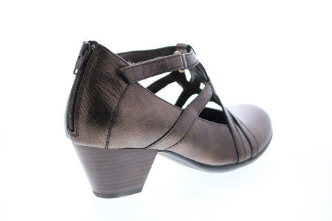 Earth Inc. Virtue Womens Gray Leather Zipper Mary Jane Flats Shoes