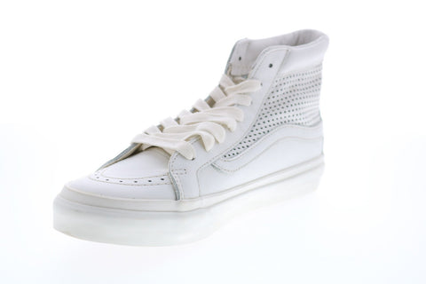 Vans Sk8 Hi Slim VN0A38GQMSH Mens White Leather Skate Inspired Sneakers Shoes