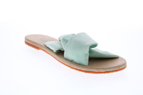 Vans Ayla Slide VN0A38HPMYW Womens Tan Leather Slip On Slides Flats Shoes