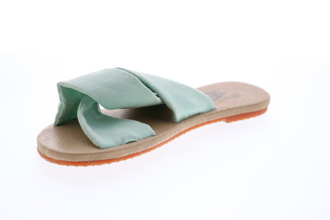 Vans Ayla Slide VN0A38HPMYW Womens Tan Leather Slip On Slides Flats Shoes