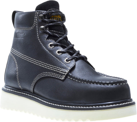Wolverine Wedge Steel Toe 6" W08152 Mens Black Leather Lace Up Work Boots