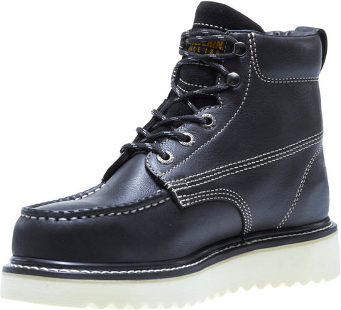 Wolverine Wedge Steel Toe 6" W08152 Mens Black Leather Lace Up Work Boots