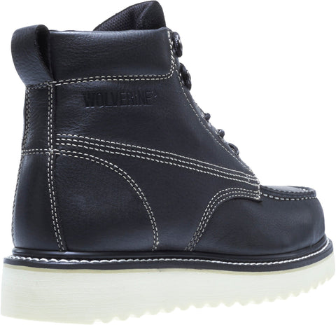 Wolverine Wedge Steel Toe 6" W08152 Mens Black Leather Lace Up Work Boots