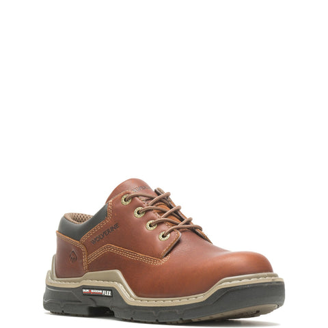 Wolverine Raider DuraShocks CM Oxford Mens Brown Athletic Work Shoes