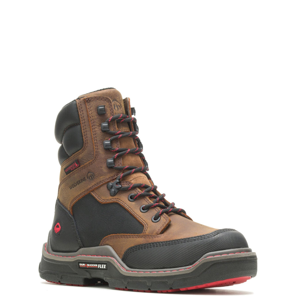 Wolverine Men's Raider DuraShocks Heavy Duty Wellington Construction Boot - Brown, 11 Wide, Waterproof, Composite Toe, ASTM Rated