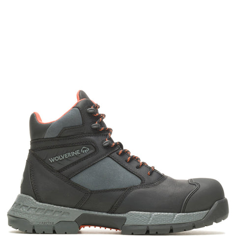 Wolverine Rush Ultraspring CarbonMax 6" W231037 Mens Black Leather Work Boots